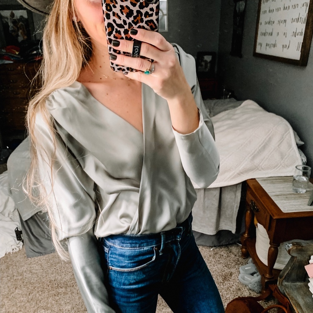 Green satin bodysuit